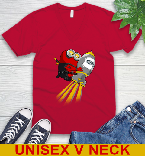NBA Basketball San Antonio Spurs Deadpool Minion Marvel Shirt V-Neck T-Shirt 6
