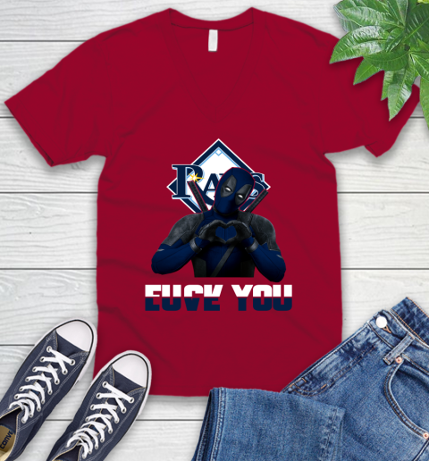 MLB Tampa Bay Rays Deadpool Love You Fuck You Baseball Sports V-Neck T-Shirt 7
