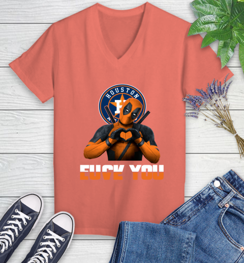 MLB Houston Astros Deadpool Love You Fuck You Baseball Sports Women's V-Neck T-Shirt 7 MLB Houston Astros Deadpool Love You Fuck You Baseball Sports Women's V-Neck T-Shirt - Image 7