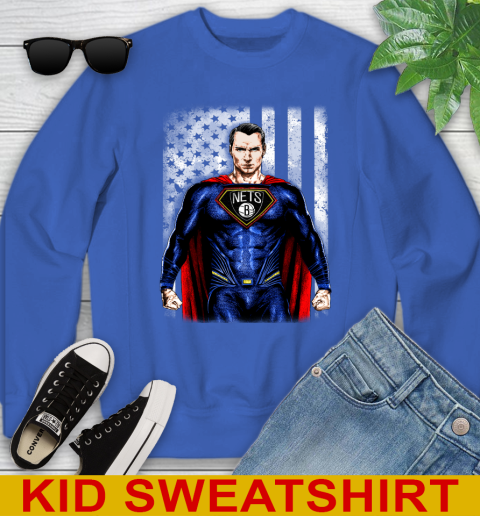 NBA Basketball Brooklyn Nets Superman DC Shirt Youth Sweatshirt 6