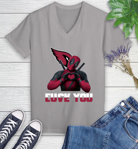 NHL Arizona Cardinals Deadpool Love You Fuck You Football Sports Women's V-Neck T-Shirt 4