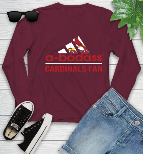 MLB A Badass St.Louis Cardinals Fan Adidas Baseball Sports Youth Long Sleeve 6