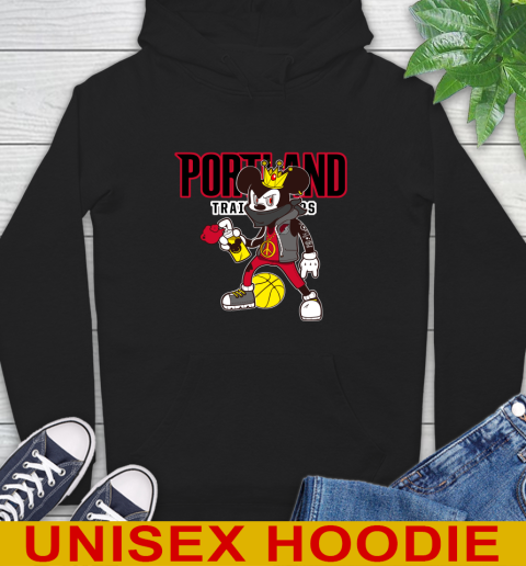 Portland Trail Blazers NBA Basketball Mickey Peace Sign Sports Hoodie 2