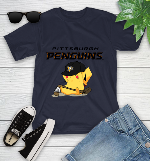 NHL Pikachu Hockey Sports Pittsburgh Penguins Youth T-Shirt 3