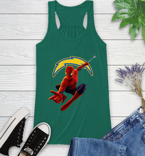 NFL Spider Man Avengers Endgame Football Los Angeles Chargers Racerback Tank 7