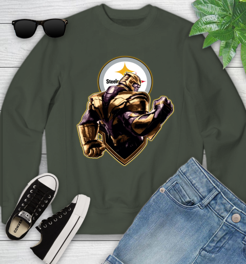 NFL Thanos Avengers Endgame Football Sports Pittsburgh Steelers Youth Sweatshirt 10