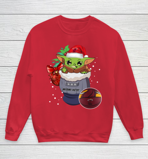 Miami Heat Christmas Baby Yoda Star Wars Funny Happy NBA Youth Sweatshirt 9