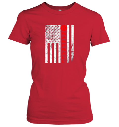 xsdn usa red whitevintage american flag baseball gift ladies t shirt 20 front red