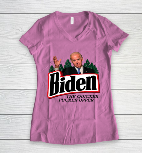 Biden The Quicker Fucker Upper Women's V-Neck T-Shirt 8