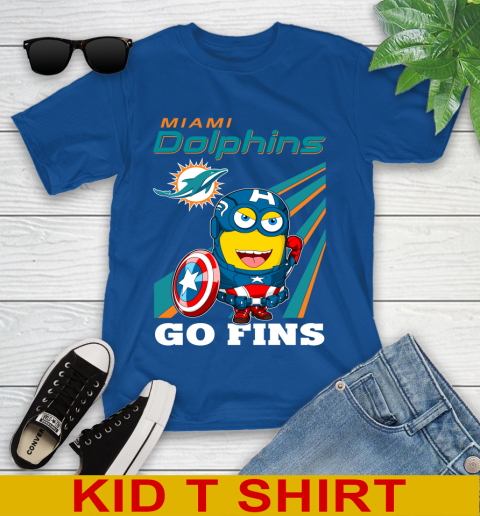 NFL Football Miami Dolphins Captain America Marvel Avengers Minion Shirt Youth T-Shirt 10