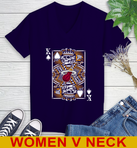 Miami Heat NBA Basketball The King Of Spades Death Cards Shirt Women's V-Neck T-Shirt 3