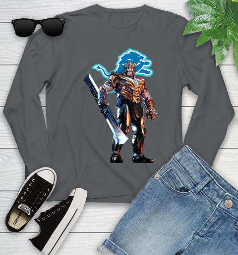 NFL Thanos Gauntlet Avengers Endgame Football Detroit Lions Youth Long Sleeve 8