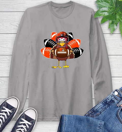 Cleveland Browns Turkey Thanksgiving Day Long Sleeve T-Shirt 6