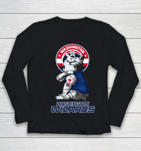 NBA Basketball My Cat Loves Washington Wizards Youth Long Sleeve