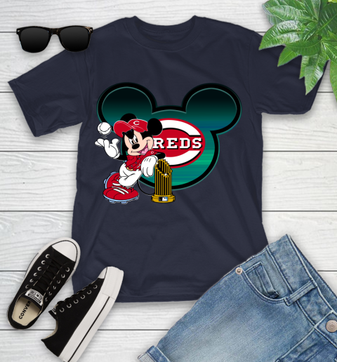 MLB Cincinnati Reds The Commissioner's Trophy Mickey Mouse Disney Youth T-Shirt 3