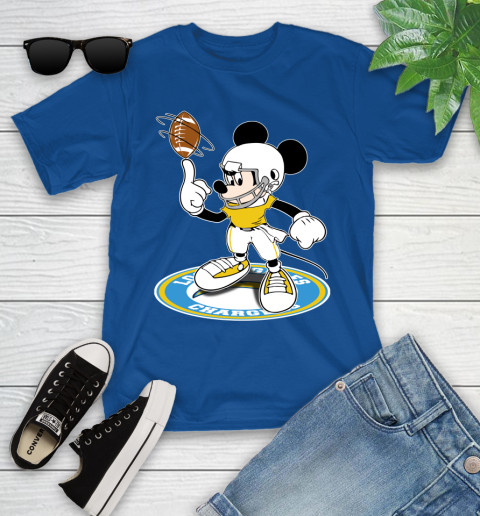 NFL Football Los Angeles Chargers Cheerful Mickey Disney Shirt Youth T-Shirt 9