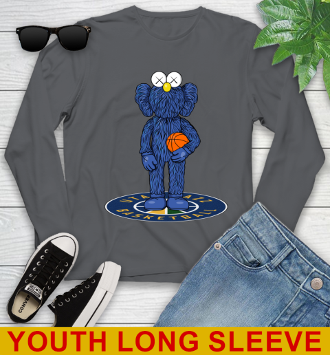NBA Basketball Utah Jazz Kaws Bff Blue Figure Shirt Youth Long Sleeve 9