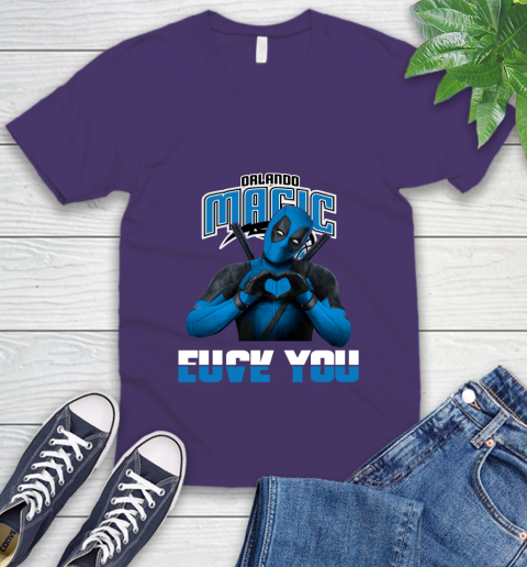 NBA Orlando Magic Deadpool Love You Fuck You Basketball Sports V-Neck T-Shirt 9