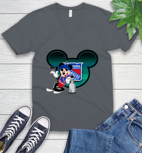 NHL New York Rangers Stanley Cup Mickey Mouse Disney Hockey T Shirt V-Neck T-Shirt 5