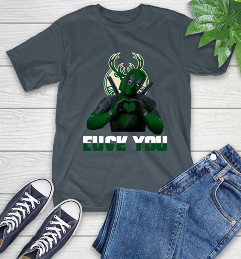 NBA Milwaukee Bucks Deadpool Love You Fuck You Basketball Sports T-Shirt 10