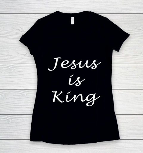 Jesus is King Apparel Women's V-Neck T-Shirt