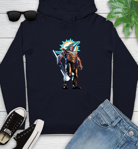 NFL Thanos Gauntlet Avengers Endgame Football Miami Dolphins Youth Hoodie 4