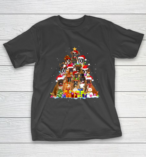 Christmas Pajama Boxer Tree Xmas Gifts Dog Dad Mom T-Shirt