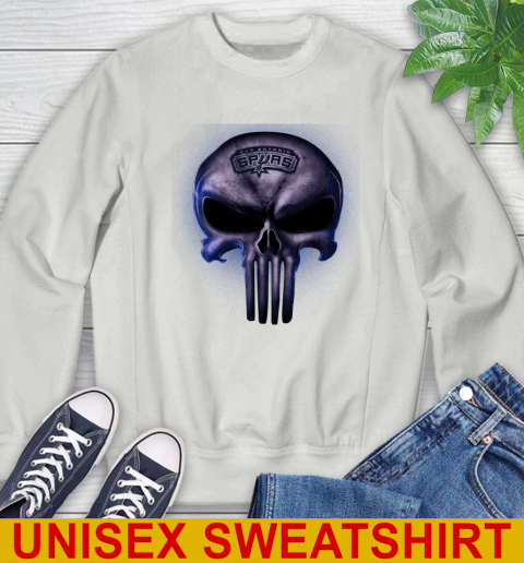 San Antonio Spurs NBA Basketball Punisher Skull Sports Sweatshirt - Image 6