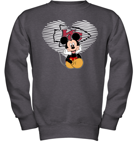 NFL Kansas City Chiefs The Heart Mickey Mouse Disney Football T Shirt 944TF1ZmE97 youth sweatshirt 47 95 151514 front dark heather