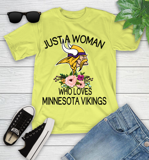 NFL Just A Woman Who Loves Minnesota Vikings Football Sports Youth T-Shirt 5