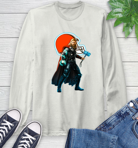 NFL Thor Avengers Endgame Football Cleveland Browns Long Sleeve T-Shirt 12