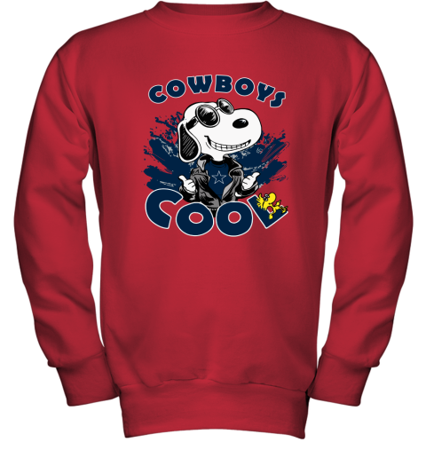 yuvq dallas cowboys snoopy joe cool were awesome shirt youth sweatshirt 47 front red