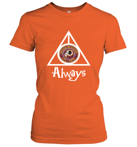 Always Love The Washington Redskins x Harry Potter Mashup NFL rowq always love the washington redskins x harry potter ladies t shirt 20 front orange