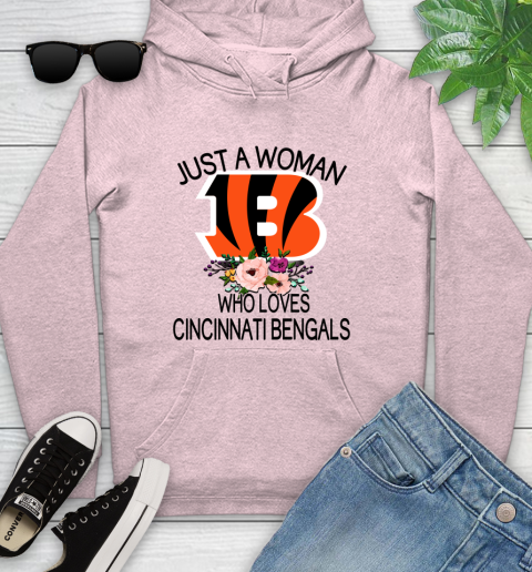 NFL Just A Woman Who Loves Cincinnati Bengals Football Sports Youth Hoodie 6