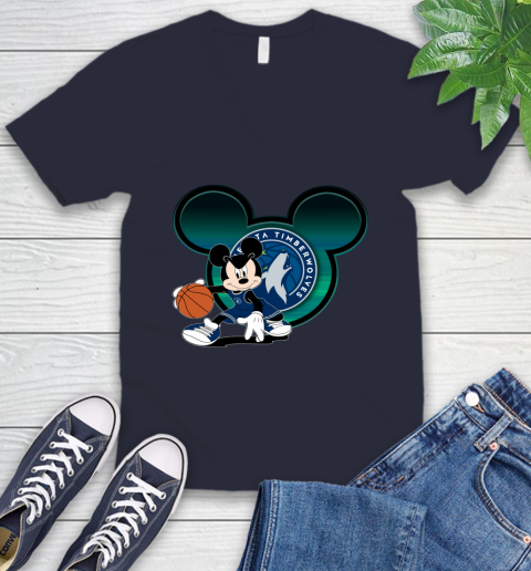 NBA Minnesota Timberwolves Mickey Mouse Disney Basketball V-Neck T-Shirt 3