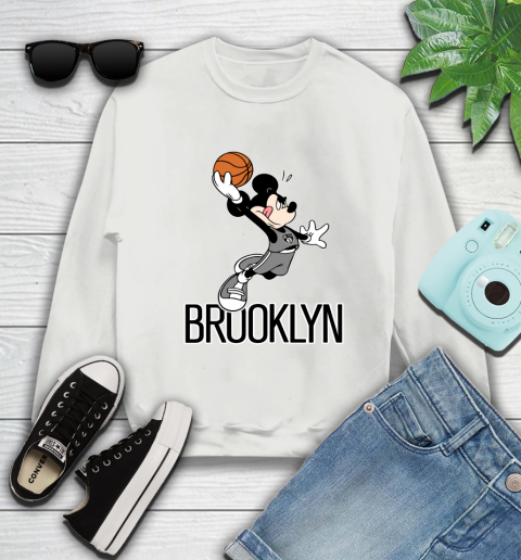 NBA Basketball Brooklyn Nets Cheerful Mickey Mouse Shirt Sweatshirt 5