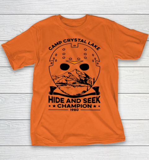 Camp Hide And Seek Champion Crystal Lake 1980 Halloween Youth T-Shirt 3