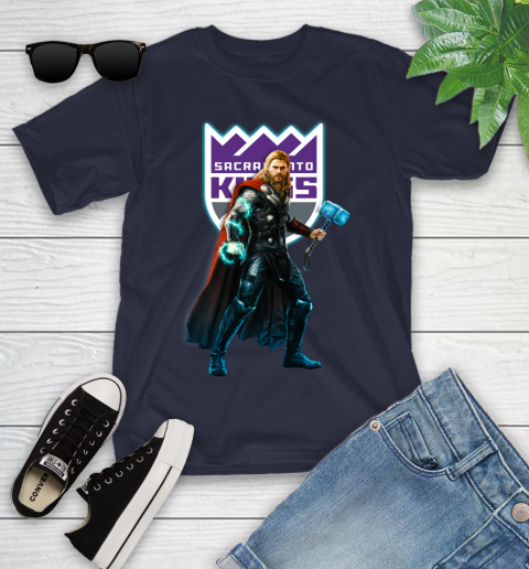 NBA Thor Avengers Endgame Basketball Sacramento Kings Youth T-Shirt 3