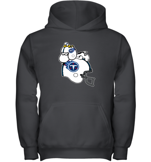 Snoopy And Woodstock Resting On Tennessee Titans Helmet 8vfz snoopy and woodstock resting on tennessee titans helmet youth hoodie 43 front black