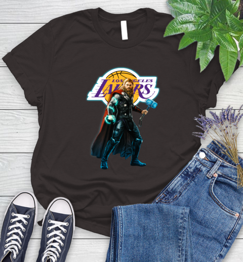 NBA Thor Avengers Endgame Basketball Los Angeles Lakers Women's T-Shirt 8