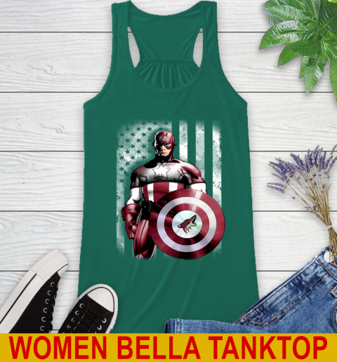 Arizona Coyotes NHL Hockey Captain America Marvel Avengers American Flag Shirt Racerback Tank 5