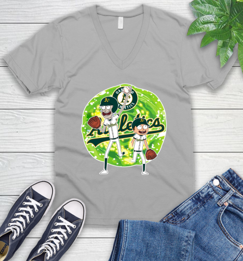 MLB Oakland Athletics Rick And Morty Baseball Sports V-Neck T-Shirt 4