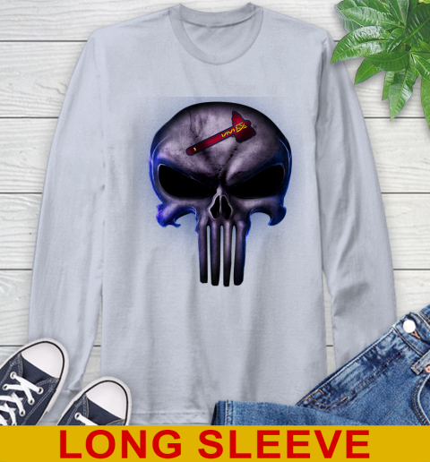 Atlanta Braves MLB Baseball Punisher Skull Sports Long Sleeve T-Shirt 6