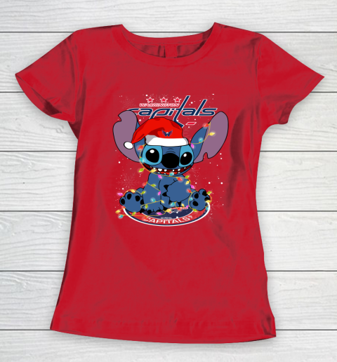Washington Capitals NHL Hockey noel stitch Christmas Women's T-Shirt 7