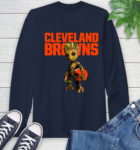 Cleveland Browns NFL Football Groot Marvel Guardians Of The Galaxy Long Sleeve T-Shirt 4