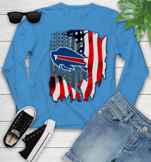 Buffalo Bills NFL Football American Flag Youth Long Sleeve 8