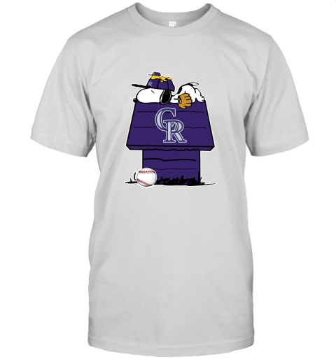 Colorado Rockies Snoopy And Woodstock Resting Together MLB Unisex Jersey Tee