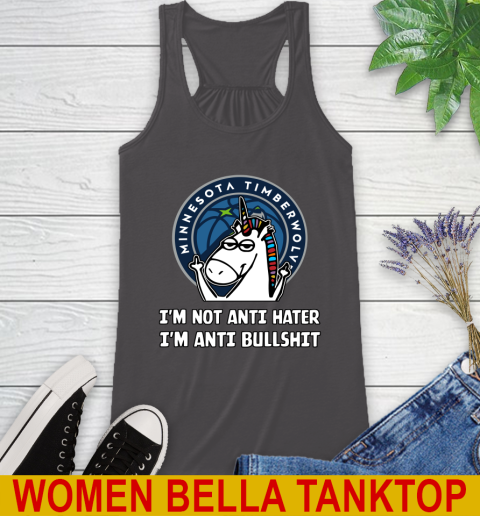 Minnesota Timberwolves NBA Basketball Unicorn I'm Not Anti Hater I'm Anti Bullshit Racerback Tank 12