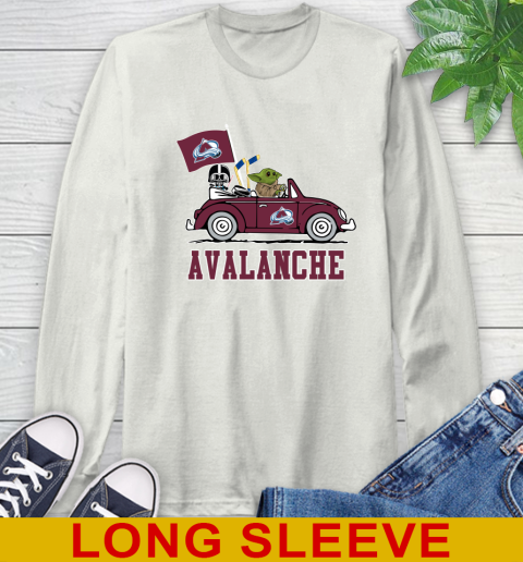 NHL Hockey Colorado Avalanche Darth Vader Baby Yoda Driving Star Wars Shirt Long Sleeve T-Shirt 12