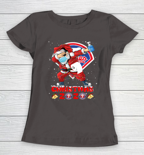 Philadelphia Phillies Funny Santa Claus Dabbing Christmas 2020 MLB Women's T-Shirt 7